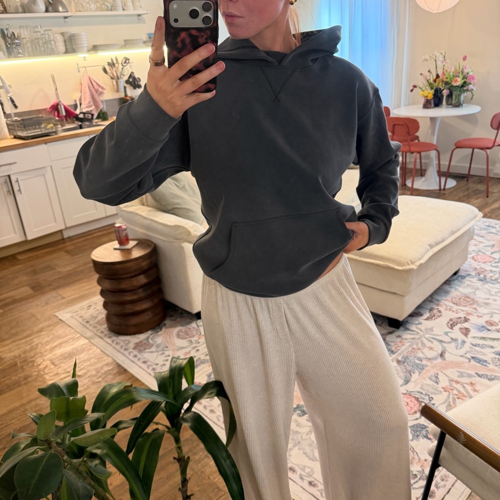 Lululemon Athletica Softstreme Hoodie in Charcoal Grey.